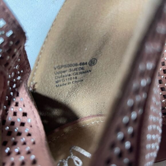Very G pink blush suede perforated slip on shoes peep toe size 8.5 - Picture 8 of 8